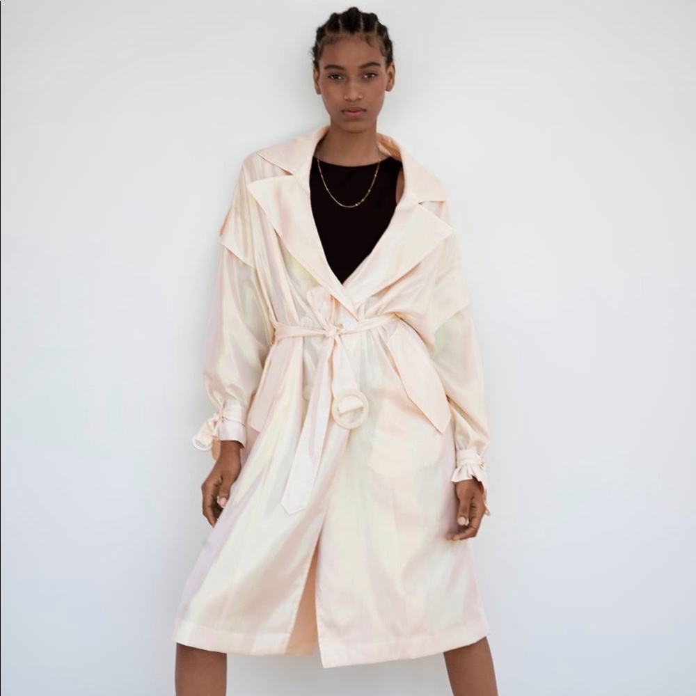 Peach iridescent Zara trench